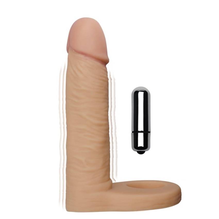 15 cm Realistik Titreşimli Anal Dildo & Penis Halkası