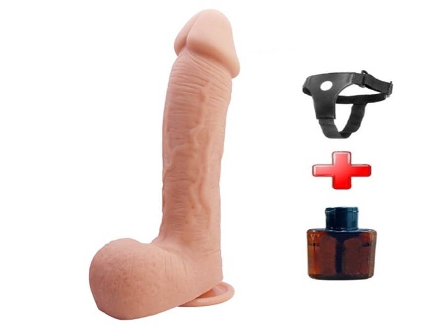 22,2 cm Belden Bağlamalı Realistik Vantuzlu Dildo Penis - Johnson