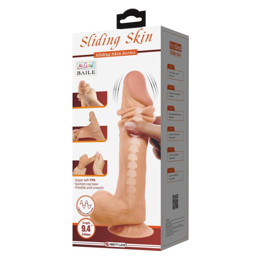 24 cm Kıkırdaklı Çift Katmanlı Gerçekçi Titreşimli Dildo Vibratör Penis