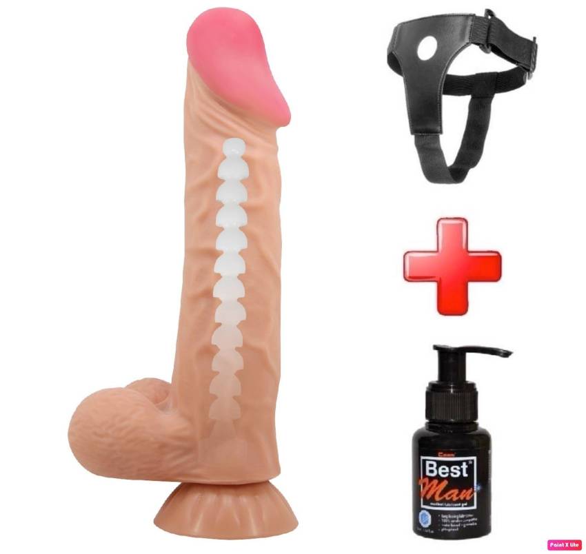 Belden Bağlamalı 24 cm Kıkırdak Yapılı Çift Katmanlı Gerçekçi Dildo Penis