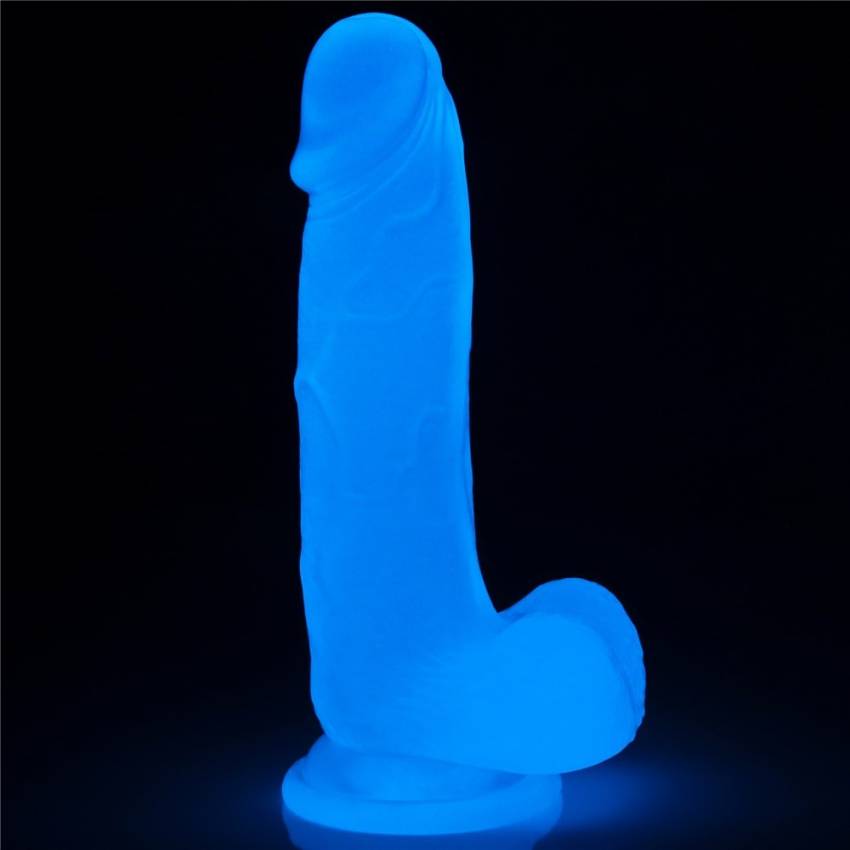 Gece Parlayan Fosforlu 19 cm Realistik Vantuzlu Şeffaf Dildo Penis